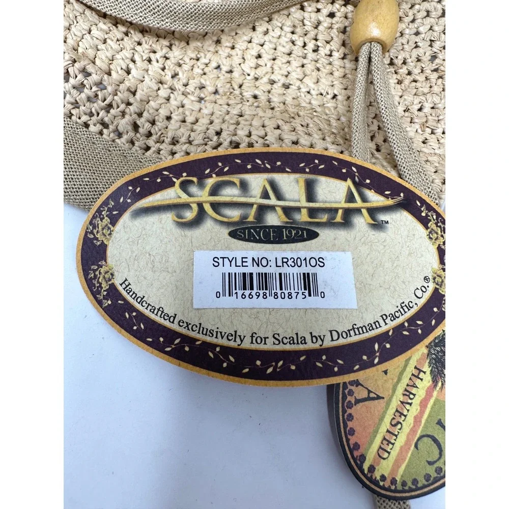 Scala‎ Raffia Sun Hat Women OS Tan Crochet Crushable Packable Resort LR301OS